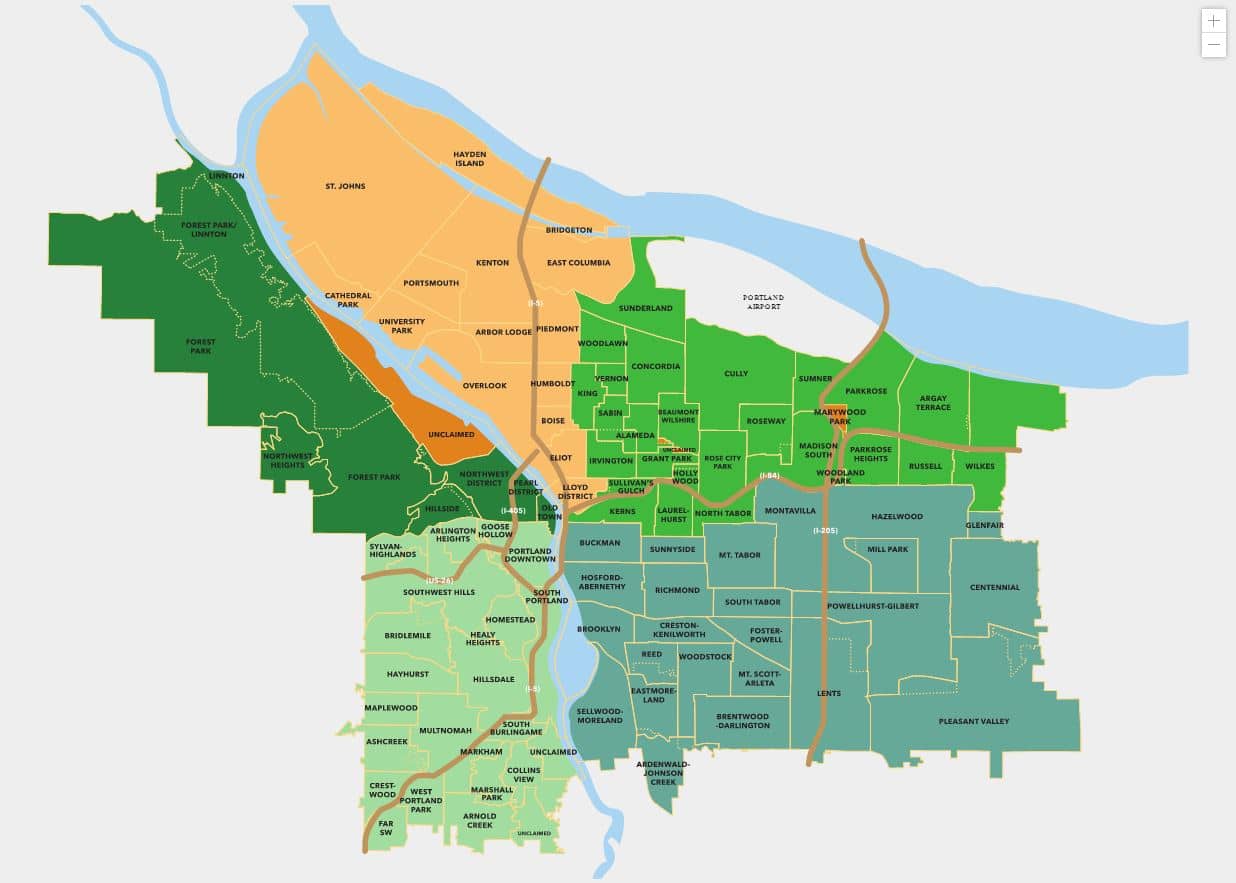 Portland Neighborhood Map Image 