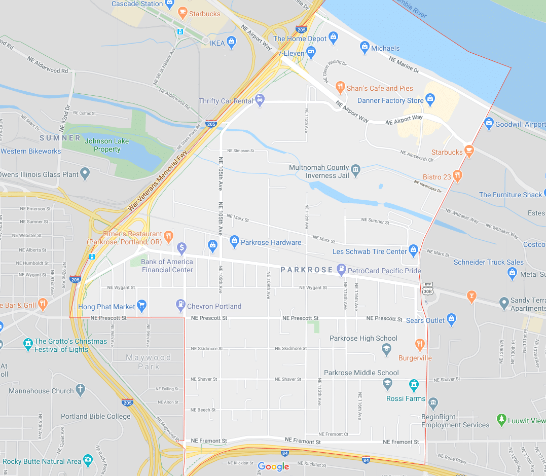 parkrose neighborhood map Portland