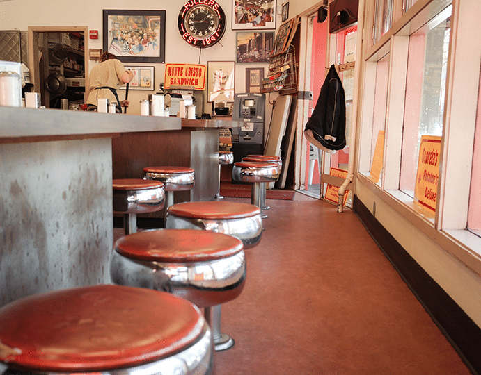 Counter seats at Fuller's Coffee Shop