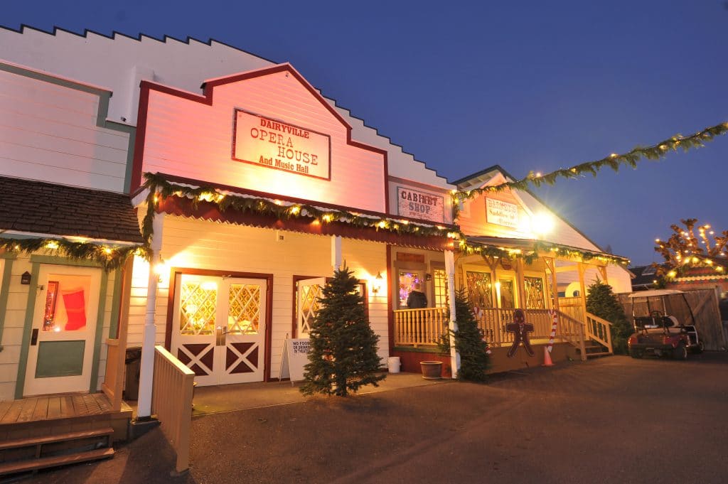 Dairyville Opera House at Christmas time